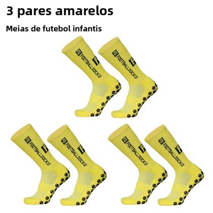 Imagem de Meias Esportivas Juvenis, 3 Pares, Respiráveis, Antiderrapantes, Com Aderência De Silicone, Meias De