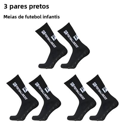 Imagem de Meias Esportivas Juvenis, 3 Pares, Respiráveis, Antiderrapantes, Com Aderência De Silicone, Meias De