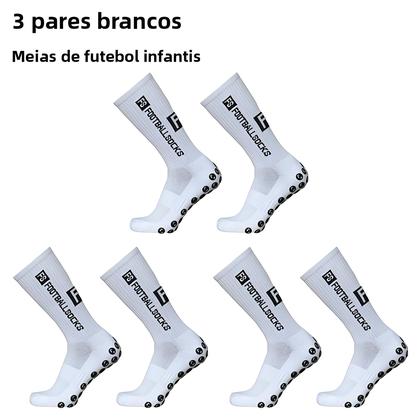 Imagem de Meias Esportivas Juvenis, 3 Pares, Respiráveis, Antiderrapantes, Com Aderência De Silicone, Meias De