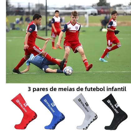 Imagem de Meias Esportivas Juvenis, 3 Pares, Respiráveis, Antiderrapantes, Com Aderência De Silicone, Meias De