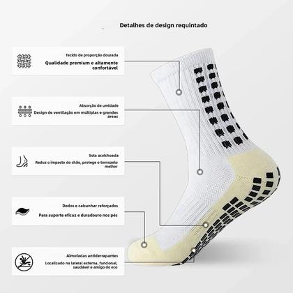 Imagem de Meias Esportivas Masculinas De Cano Médio Respiráveis Antiderrapantes 4 Pares Com Pontos De Silicone