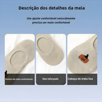 Imagem de Meias Invisíveis Antiderrapantes para Mulheres - 5 Pares de Silicone Respirável