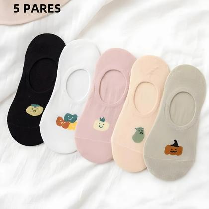 Imagem de Meias Invisíveis Antiderrapantes para Mulheres - 5 Pares de Silicone Respirável