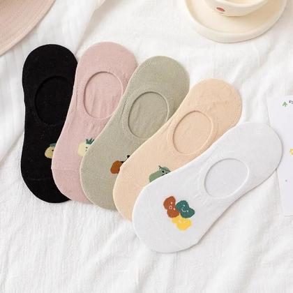 Imagem de Meias Invisíveis Antiderrapantes para Mulheres - 5 Pares de Silicone Respirável