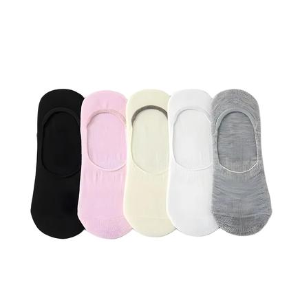 Imagem de Meias Invisíveis Femininas 5 Pares Algodão Silicone Antiderrapante Respirável Finas Casuais Meias De