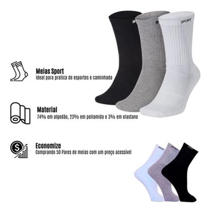 Imagem de Meias Masculina Kit 180 Pares Atacado Revenda - Sport