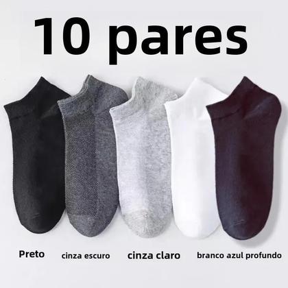 Imagem de Meias Masculinas de Algodão - 10 Pares Respiráveis para Verão e Esportes