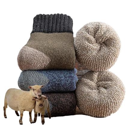 Imagem de Meias Masculinas De Lã Grossa Para Inverno, 5 Pares, Meias Térmicas De Algodão Quente De Alta