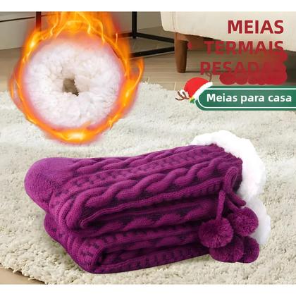 Imagem de Meias Pantufas Femininas De Lã Felpuda Quentes E Confortáveis Antiderrapantes Para O Inverno,