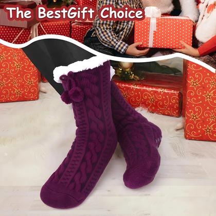 Imagem de Meias Pantufas Femininas De Lã Felpuda Quentes E Confortáveis Antiderrapantes Para O Inverno,