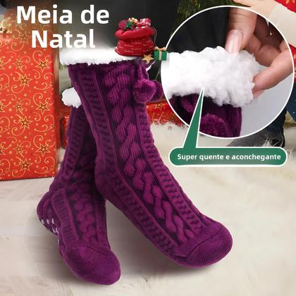 Imagem de Meias Pantufas Femininas De Lã Felpuda Quentes E Confortáveis Antiderrapantes Para O Inverno,