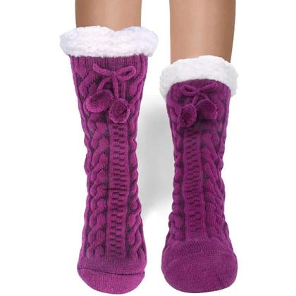 Imagem de Meias Pantufas Femininas De Lã Felpuda Quentes E Confortáveis Antiderrapantes Para O Inverno,