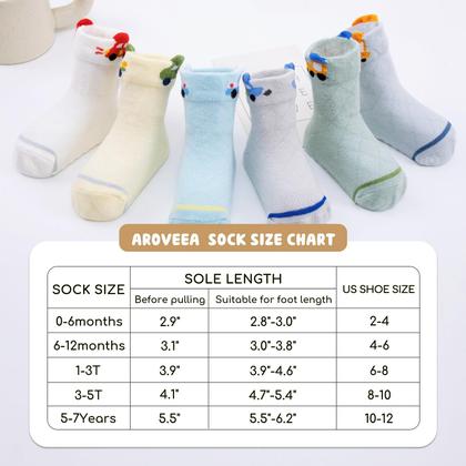 Imagem de Meias para bebês Aroveea, antiderrapante, tornozelo, pacote com 12, 3-5 anos
