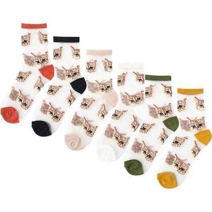 Imagem de Meias Transparentes De Gato Kawaii Para Mulheres Moda Japonesa Coreana Verão Fina De Fibra De Vidro