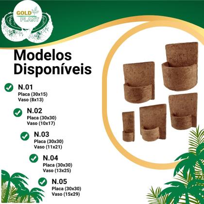 Imagem de Meio vaso com Placa Fibra de coco ecológico tipo xaxim N4 - 25cm Gold Plant