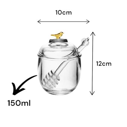 Imagem de Meleira 12cm De Cristal Bird Dourado Com Pegador Café Mel