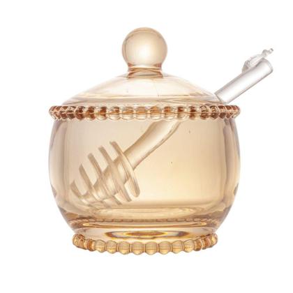 Imagem de Meleira com Colher Wolff Pearl de Cristal Âmbar 10cm x 8cm x 7cm