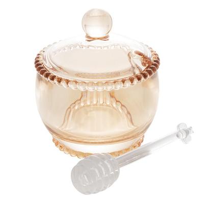 Imagem de Meleira Cristal De Chumbo C/Colher Pearl Ambar 10X8X7Cm