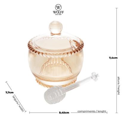 Imagem de Meleira Cristal De Chumbo C/Colher Pearl Ambar 10X8X7Cm