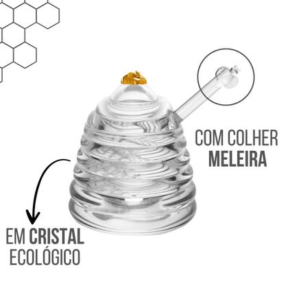 Imagem de Meleira Porta Mel de Vidro Abelha Little Bee com Colher Cristal Ecológico 100ml Lyor