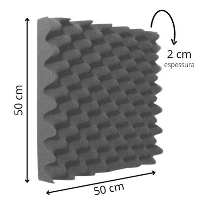 Imagem de Melhor Kit Com 12 Espumas De Isolamento Acustico 50X50X2 Top