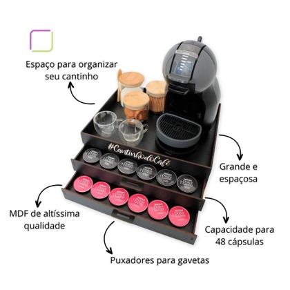 Imagem de Melhor Porta Cápsulas Bandeja Cantinho do Café Organizador Suporte Cafeteira Preto Dolce Gusto