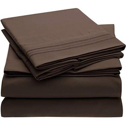 Imagem de Mellanni Full Size Sheet Set - Hotel Luxury 1800 Folhas de Cama & Fronhas - Folhas de Cama de Resfriamento Extra Macia - Bolso Profundo até 16 polegadas - Rugas, Fade, Resistente a Manchas - 4 Peça (Completa, Marrom)