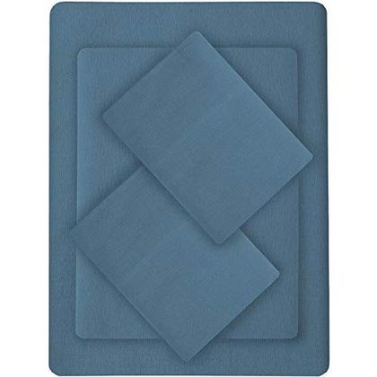 Imagem de Mellanni Organic Cotton Flannel Bed Sheets Queen Size - Escovado para SuaVidade Extra & Conforto - Folhas Azuis Queen Size - Sentimento Suave na Pele - Folha Equipada, Folha Plana & 2 Fronhas (Queen, Azul)