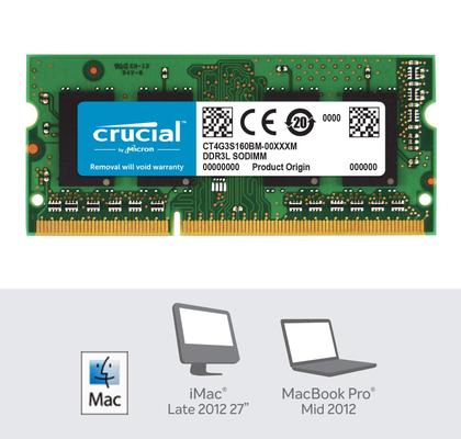 Imagem de Memória Crucial de 4 GB DDR3/DDR3L 1600 MHz SODIMM de 204 pinos para Mac