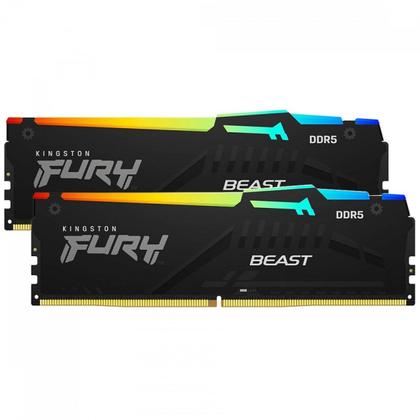 Imagem de Memória DDR5 Kingston Fury Beast, RGB, 16GB (2x8GB), 5200Mhz, Black, KF552C40BBAK2-16