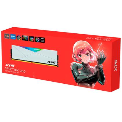 Imagem de Memória Gamer XPG Spectrix D50, 8GB, DDR4, 3200MHz, CL16, RGB, Branco - AX4U32008G16A-SW50