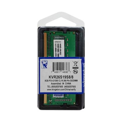Imagem de Memória Notebook Kingston 8Gb, Ddr4, 2666Mhz, Cl19