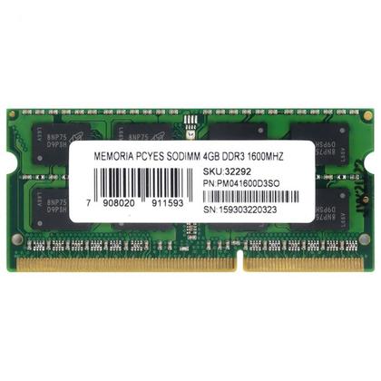 Imagem de Memoria pcyes sodimm 4gb ddr3 1600mhz - pm041600d3so