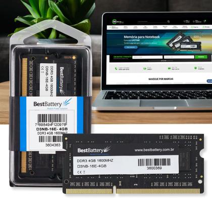 Imagem de Memoria RAM 4GB DDR3 1600Mhz para Notebook
