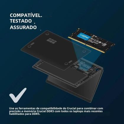 Imagem de Memória RAM Crucial para Notebook - 32GB, 16GB DDR5 4800MHz/5600MHz (1.1V)