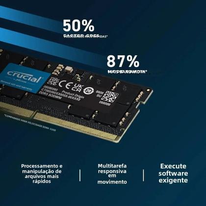 Imagem de Memória RAM Crucial para Notebook - 32GB, 16GB DDR5 4800MHz/5600MHz (1.1V)