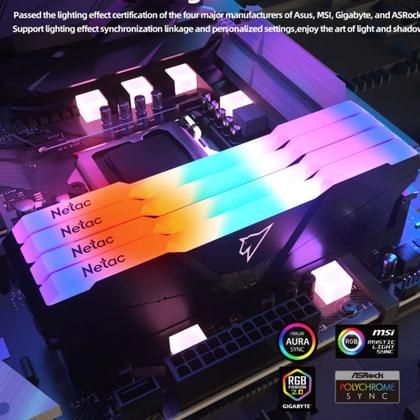 Imagem de Memoria Ram Ddr4 Rgb 16gb Dual (2x8gb) Netac Shadow 3200mhz