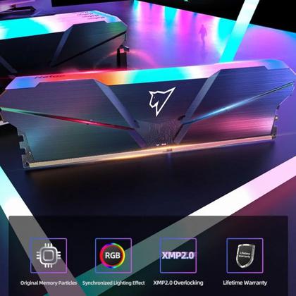 Imagem de Memoria Ram Ddr4 Rgb 16gb Dual (2x8gb) Netac Shadow 3200mhz