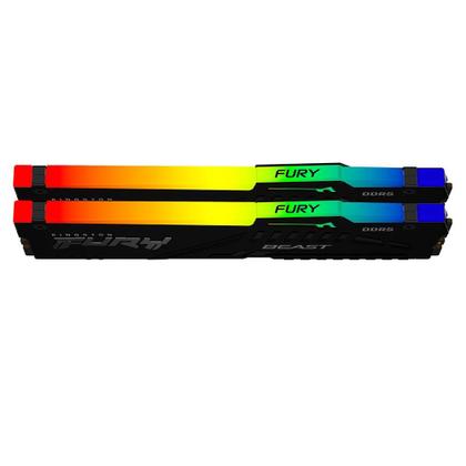 Imagem de Memória RAM Kingston Fury Beast RGB, 16GB (2x8GB), 5600MHz, DDR5, CL40, para Intel XMP, Preto - KF556C40BBAK2-16
