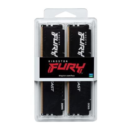 Imagem de Memória RAM Kingston Fury Beast XMP, 32GB (2X16GB), 6400MT/s DDR5, DIMM, CL32, Preto - KF564C32BBK2-32