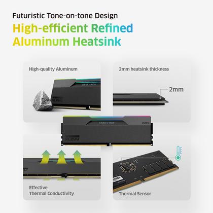 メモリー KLEVV CRAS V RGB DDR5 32GB 2x16GB 6400MH Memória ram klevv cras V rgb DDR5 32GB (2x16GB) 6400 MHz CL32 em