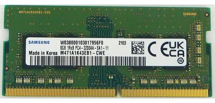 Imagem de Memória Ram Para Notebook 8GB Samsung DDR4 3200Mhz 1Rx8 1.2V CL22 PC25600 M471A1K43EB1 CWE
