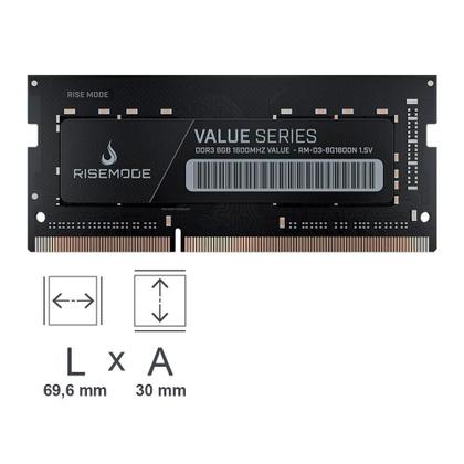 Imagem de Memória RAM para Notebook Rise Mode, 8GB, 1600MHz, DDR3, CL11 - RM-D3-8G1600N