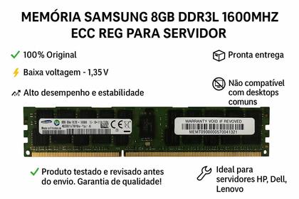 Imagem de Memória Samsung 8GB DDR3L 1600MHz ECC REG M393B1K70PH0-YK0