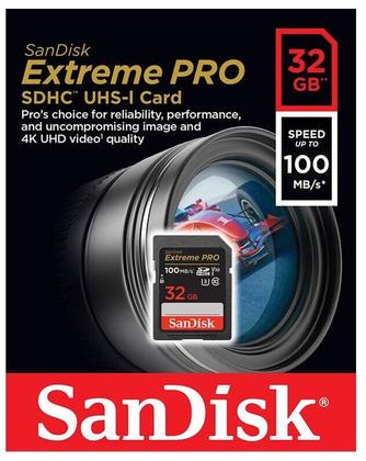 Imagem de Memoria SD Sandisk 32GB Extreme Pro SDHC Uhs-I 100MB/s