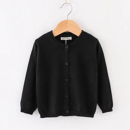 Imagem de Meninas Meninos Primavera Outono Cardigan Camisola De Malha Branco Rosa Preto Jaqueta Do Bebê