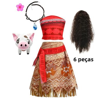 Imagem de Meninas Princesa Filme Mona Cosplay Vestido Crianças Festa De Aniversário Traje De Halloween Com