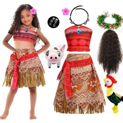 Imagem de Meninas Princesa Filme Mona Cosplay Vestido Crianças Festa De Aniversário Traje De Halloween Com