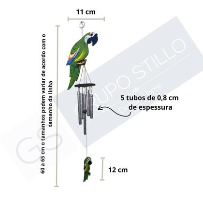 Mensageiro dos Ventos Arara Verde Militar Decoração Varanda Casa - Grupo Stillo Decor&Home Imagem de Mensageiro dos Ventos Arara Verde Militar Decoração Varanda Casa