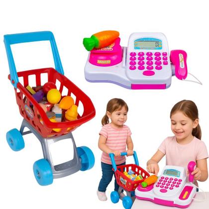 Imagem de Mercadinho Caixa Registradora Com Carrinho Brinquedo Infantil